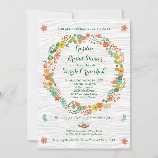 Invitation Fête de l'mariée de germes de céréales en bois rus (Devant)