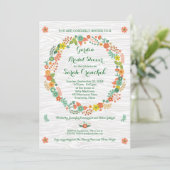 Invitation Fête de l'mariée de germes de céréales en bois rus (Debout devant)