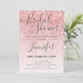 Invitation Fête de l'mariée de Glam Rose Gold Sparkle Parties (Debout devant)