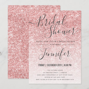 Invitation Fête de l'mariée de Glam Rose Gold Sparkle Parties