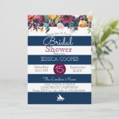 Invitation Fête de l'mariée de la bande marine florale (Debout devant)