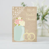 Invitation Fête de l'mariée de la dentelle de Burlap en Russi (Debout devant)