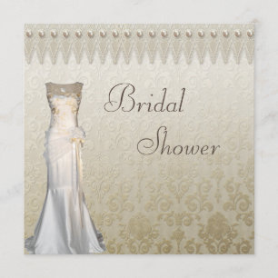 Invitation Fête de l'mariée de la dentelle de Gown Pearls