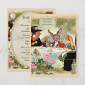 Invitation Fête de l'mariée de la Fête du Thé de Mad Hatter (Devant / Derrière)