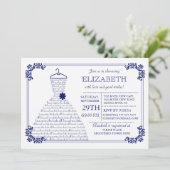 Invitation Fête de l'mariée de la Mariage bleue de la marine  (Debout devant)