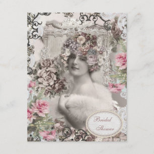 Invitation Fête de l'mariée de la mariée Vintage avec des bij