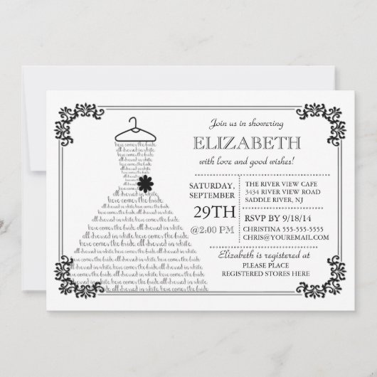 Invitation Fête de l'mariée de la robe Mariage de mariée mode (Devant)