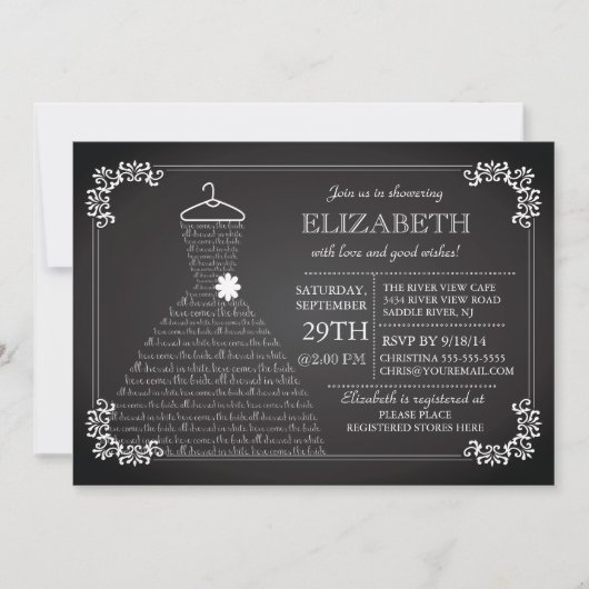 Invitation Fête de l'mariée de la robe Mariage moderne (Devant)