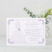 Invitation Fête de l'mariée de la robe Mariage moderne Lavend (Debout devant)