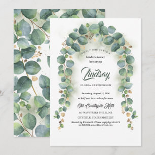 Invitation Fête de l'mariée de l'Eucalyptus and Gold Greenerl