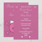 Invitation Fête de l'mariée de linge de lit en rose de mariée (Devant / Derrière)