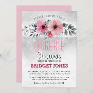 Invitation Fête de l'mariée de lingerie Dentelle florale coul