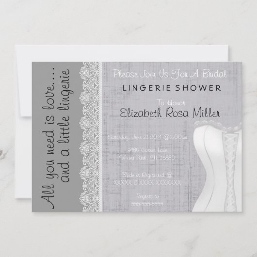 Invitation Fête de l'mariée de lingerie en dentelle blanche (Devant)
