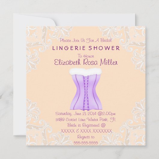 Invitation Fête de l'mariée de lingerie en dentelle blanche e (Devant)