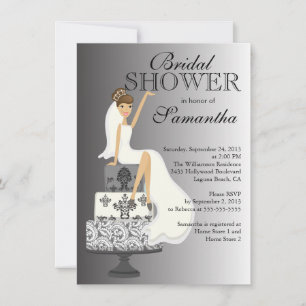 Invitation Fête de l'mariée de mariée grise brunette moderne