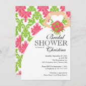 Invitation Fête de l'mariée de mariée moderne rose Damask (Devant / Derrière)