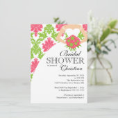 Invitation Fête de l'mariée de mariée moderne rose Damask (Debout devant)