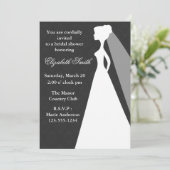 Invitation Fête de l'mariée de modèle Damas noir (Debout devant)