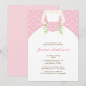 Invitation Fête de l'mariée de motif de Damas rose (Devant / Derrière)