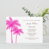 Invitation Fête de l'mariée de palmiers roses de Fuchsia (Debout devant)