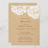 Invitation Fête de l'mariée de papier kraft rustique Hydrange (Devant / Derrière)