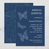 Invitation Fête de l'mariée de papillons de Filigree (turquoi (Devant / Derrière)