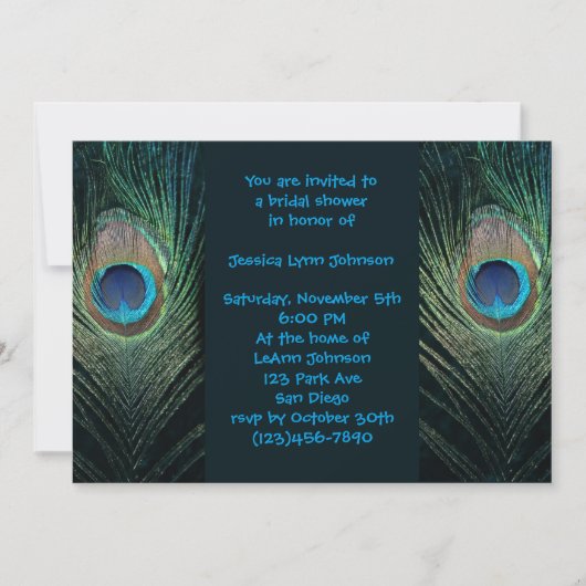 Invitation Fête de l'mariée de Peacock foncé (Devant)