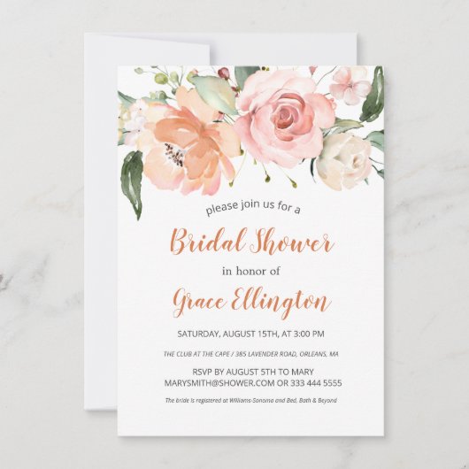 Invitation Fête de l'mariée de pêche douce à l'eau douce (Devant)