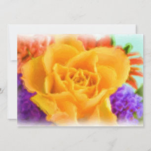Invitation Fête de l'mariée de peinture à la rose jaune