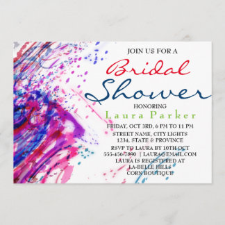 Invitation Fête de l'mariée de peinture Abstraite couleur eau