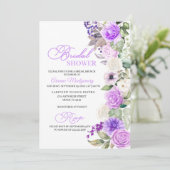 Invitation Fête de l'mariée de printemps florale pourpre (Debout devant)