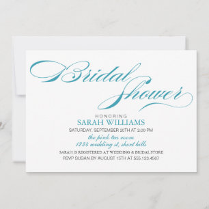 Invitation Fête de l'mariée de script élégant Aqua