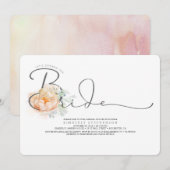 Invitation Fête de l'mariée de script floral de bracelet et d (Devant / Derrière)