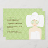 Invitation Fête de l'mariée de Spa de modèle Damas vert (Devant / Derrière)