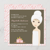 Invitation Fête de l'mariée de Spa de motif Zebra rose (Devant / Derrière)