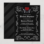 Invitation Fête de l'mariée de squelette d'Halloween noir bla (Devant / Derrière)