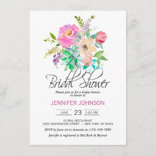 Invitation Fête de l'mariée de succulents de rose floral d'aq