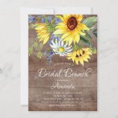 Invitation Fête de l'mariée de tournesol jaune rustique (Devant)