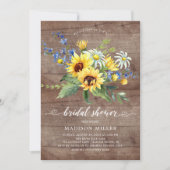 Invitation Fête de l'mariée de tournesol jaune rustique (Devant)