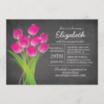 Invitation Fête de l'mariée de tulipe rose Chalkboard moderne<br><div class="desc">Invitation moderne Chalkboard Pink Tulip Bridal Shower avec un arrière - plan populaire avec un joli bouquet de belles tulipes roses.  Une invitation à la douche nuptiale contemporaine pour une douche nuptiale printanière ou estivale.</div>