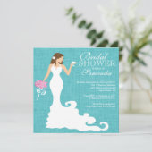Invitation Fête de l'mariée de vin Turquoise Blue Bride (Debout devant)
