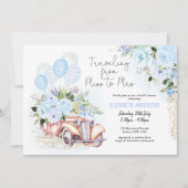Invitation Fête de l'mariée de voyage élégante Blue Gold Flor (Devant)