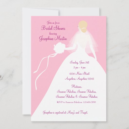 Invitation Fête de l'mariée déjeuner (Devant)