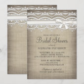 Invitation Fête de l'mariée d'élégance rustique Vintage Lace (Devant / Derrière)