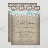 Invitation Fête de l'mariée d'élégance rustique Vintage Lace (Devant / Derrière)