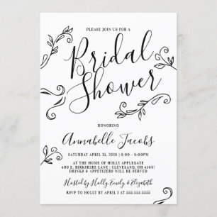 Invitation Fête de l'mariée des Feuilles de calligraphie écri