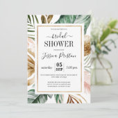 Invitation Fête de l'mariée des Feuilles de l'Aquarelle Tropi (Debout devant)