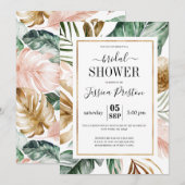 Invitation Fête de l'mariée des Feuilles de l'Aquarelle Tropi (Devant / Derrière)