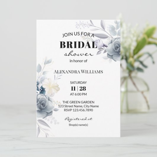 Invitation Fête de l'mariée des fleurs d'aquarelle (Debout devant)