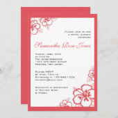 Invitation Fête de l'mariée des fleurs d'Hibiscus Persimmon e (Devant / Derrière)